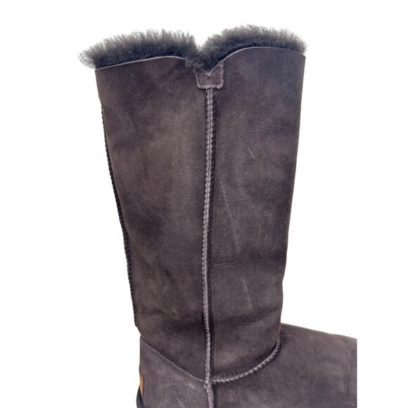 UGG Bailey Button Triplet II Tall Boots Women’s 10 Chocolate Brown Suede Fur - Picture 14 of 16